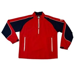 FootJoy mens M Medium red 1/2 zip pullover lightweight windbreaker jacket EUC